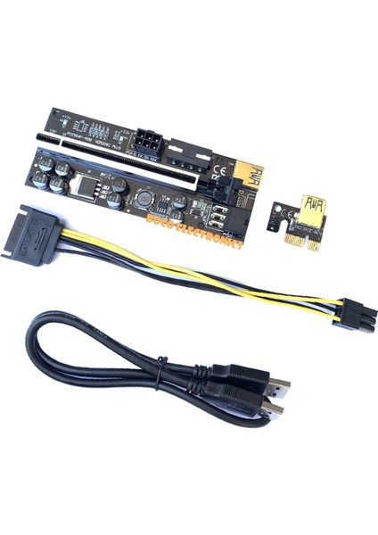Pcı-E Yükseltici Kartı VER009C 1x Ila 16X USB 3.0 Veri Kablosu 6 Pin Gpu Siyahı Işık Olmadan (Yurt Dışından)