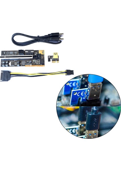 Pcı-E Yükseltici Kartı VER009C 1x Ila 16X USB 3.0 Veri Kablosu 6 Pin Gpu Siyahı Işık Olmadan (Yurt Dışından)