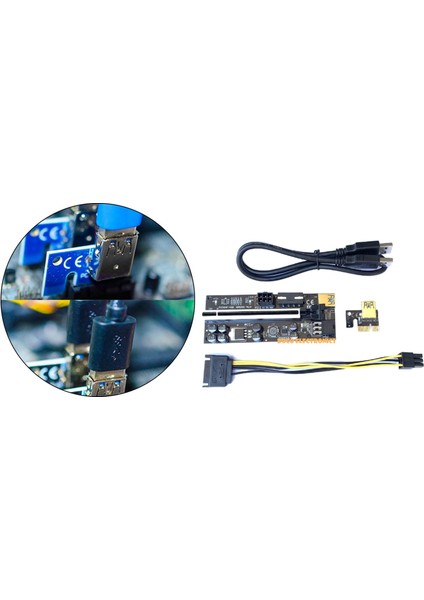 Pcı-E Yükseltici Kartı VER009C 1x Ila 16X USB 3.0 Veri Kablosu 6 Pin Gpu Siyahı Işık Olmadan (Yurt Dışından)