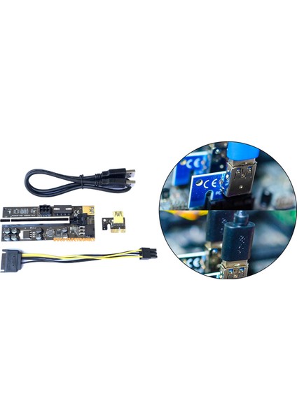 Pcı-E Yükseltici Kartı VER009C 1x Ila 16X USB 3.0 Veri Kablosu 6 Pin Gpu Siyahı Işık Olmadan (Yurt Dışından)