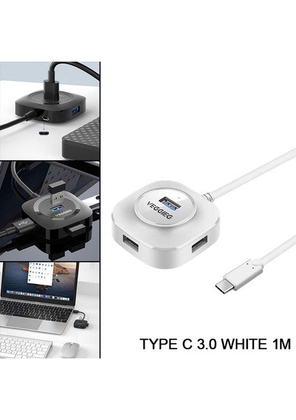 4 Bağlantı Noktası USB Hub Yüksek Klavye Fare.0 Beyaz 1m (Yurt Dışından)