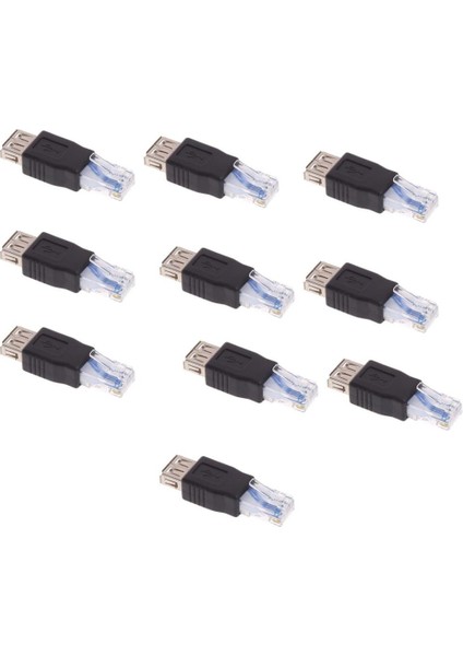 10 Adet USB Dişi - Ethernet Erkek Adaptör Soket Ağ Bağlayıcısı (Yurt Dışından)