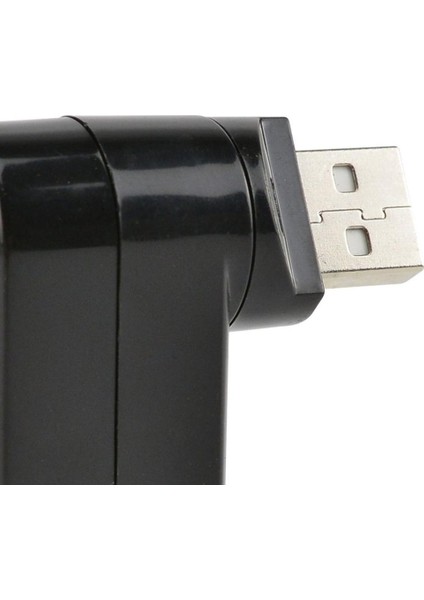 180 Derece Döndür USB 2.0 3 Bağlantı Noktası Splitter Hub Adaptörü Siyah (Yurt Dışından)