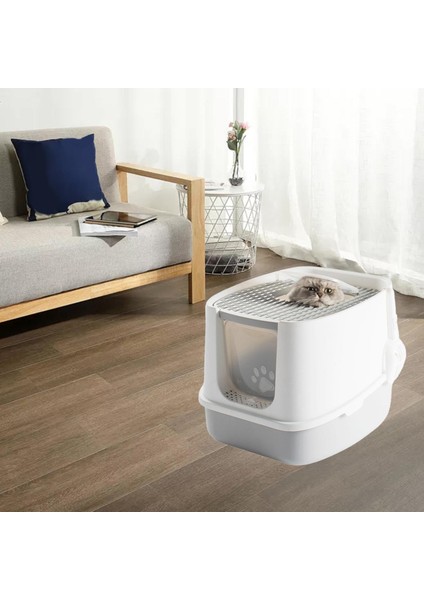 Kedi Çöp Kutusu Lazımlık Yatak Kapağı Karbon Pamuk Filtresi Kitten Gri S Için