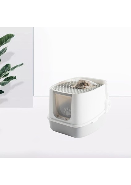 Kedi Çöp Kutusu Lazımlık Yatak Kapağı Karbon Pamuk Filtresi Kitten Gri S Için
