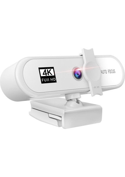 Bilgisayar 4K Web Cam Yerleşik Mikrofonlu Görüntülü Görüntü Kayıt 4K Beyaz (Yurt Dışından)