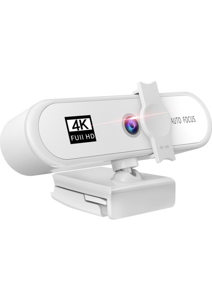 Bilgisayar 4K Web Cam Yerleşik Mikrofonlu Görüntülü Görüntü Kayıt 4K Beyaz (Yurt Dışından)