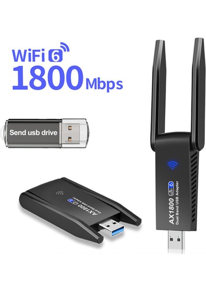 USB Wifi Adaptörü 1800MBPS Masaüstü Pc Için Çift Bant Kablosuz Ağ Adaptörü (Yurt Dışından)