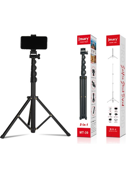 Mt-39 5 Kademeli 153CM Fonksiyonel 2 In 1 Monopod 360 Derece Dönebilen Başlıklı Tripod