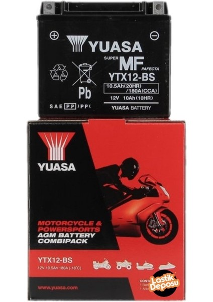 Kawasaki ZRX1200 (2001 - 2007) Yuasa YTX12-BS 12V10 Ah Bakımsız Agm