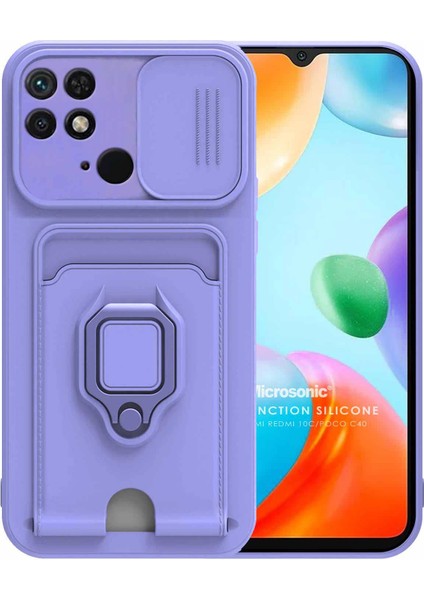 Xiaomi Poco C40 Kılıf Multifunction Silicone Lila