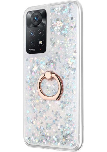 Xiaomi Redmi Note 11 Pro 5g Kılıf Glitter Liquid Holder Gümüş