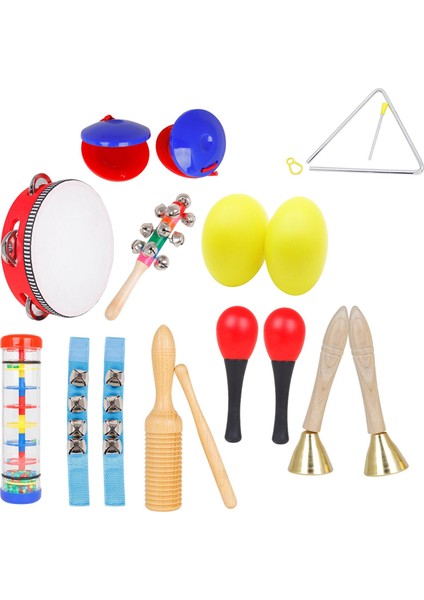 Çocuklar Için Ayarlanan Müzik Aletleri Oyuncaklar, 10 Adet Tef, Maracas, Erkek ve Kız Için Kastanetler ile Ahşap Perküsyon Enstrümanları. (Yurt Dışından)