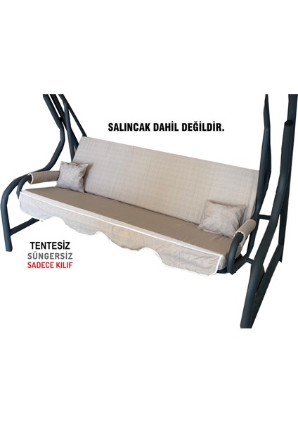 Süngersiz(Tentesiz)Salıncak Minder Seti 3 Kişilik Kılıf-Krem