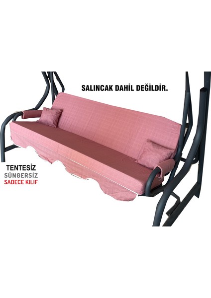 Süngersiz(Tentesiz)Salıncak Minder Seti 3 Kişilik Kılıf-Gül Kurusu