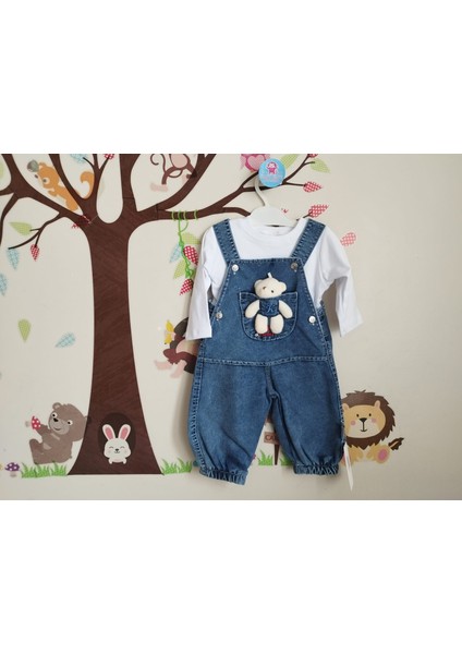 Bebek Salopet Peluş Ayılı Kot Bahçıvan