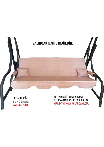 Süngersiz(Tentesiz)Salıncak Minder Seti 3 Kişilik Kılıf-Pudra