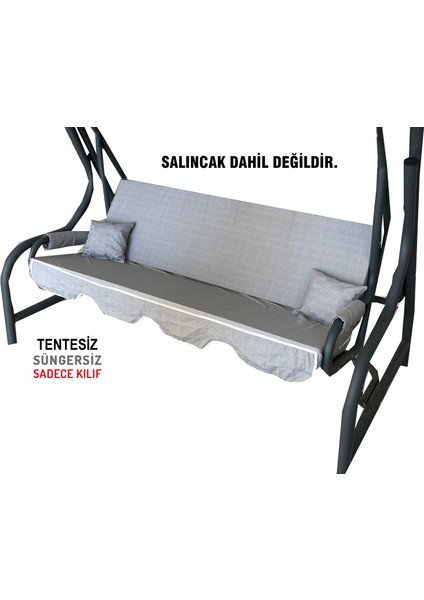 Süngersiz(Tentesiz)Salıncak Minder Seti 3 Kişilik Kılıf-Gri