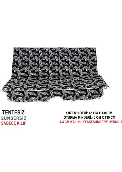 Süngersiz(Tentesiz)Salıncak Minder Seti (2 Kişilik) Kılıf-Siyah Tüy