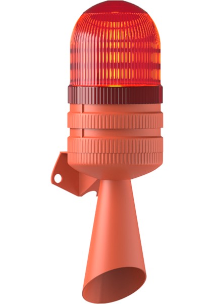 LED Flaşör 2 Ses Borulu Elektronik Siren MS 5826 Kırmızı 110-220VAC