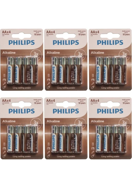 Phılıps Alkaline Aa Pil 6 Paket 24 Adet