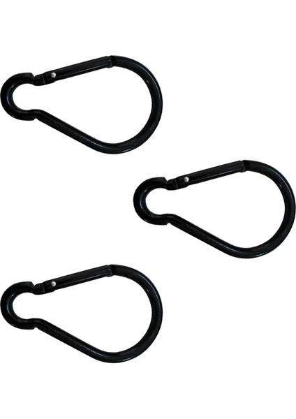 3Parça Alüminyum Snap Hook Carabiner Gurd Şekli Ana Zincir Klipsi Anahtarlık Yürüyüş Siyah (Yurt Dışından)