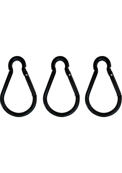 3Parça Alüminyum Snap Hook Carabiner Gurd Şekli Ana Zincir Klipsi Anahtarlık Yürüyüş Siyah (Yurt Dışından) indirimleri