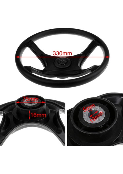 330Mm Siyah Abs 4 Konuşma 3/4 "Deniz Spor Teknesi Direksiyon Simidi (Yurt Dışından)