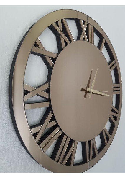 When Roma Bronze Model Bronz Renk 60 Cm Dekoratif Aynalı Duvar Saati