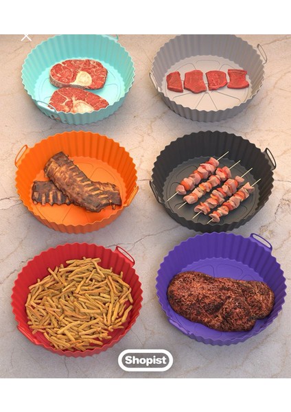 Jındar Life Airfryer Silikon Pişirme Kabı Hava Fritözü Kabı Airfryer Aksesuar Tüm Airfryer'lara Uyumlu