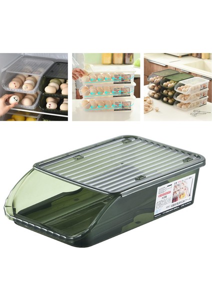 Mutfak Gadget Hanehalkı İçin Otomatik Kutu Konteyner Yumurta Tutucu 03 Yeşil (Yurt Dışından)