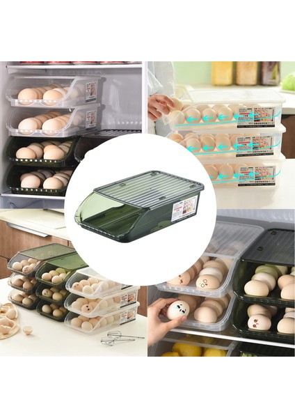 Mutfak Gadget Hanehalkı İçin Otomatik Kutu Konteyner Yumurta Tutucu 03 Yeşil (Yurt Dışından)