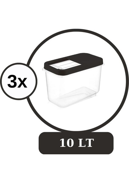 Multibox 10 Lt Kaydırak Kapaklı Erzak Saklama Kabı 3’lü Set 3X10LT Füme