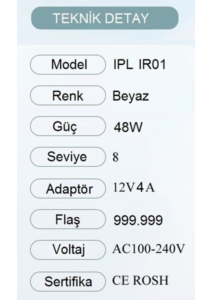 Ipl Lazer Epilasyon Cihazı Quartz Ampullü