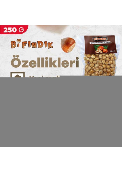 Bi Fındık Çifte Kavrulmuş Iç Fındık 250 gr Vakum Paket