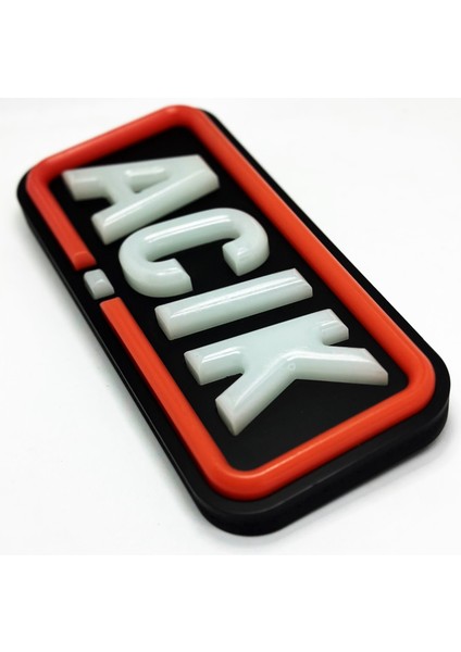 'açık' Işıklı Özel Tabela-Led ile Neon Görünümlü Tabela-Kırmızı Çizgi (25X12CM)
