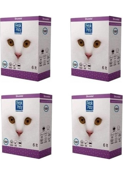 Fresh Paty Unscented Kokusuz Aktif Carbonlu Topaklaşan Kedi Kumu 6 Lt 4 Adet