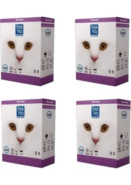 Fresh Paty Unscented Kokusuz Aktif Carbonlu Topaklaşan Kedi Kumu 6 Lt 4 Adet