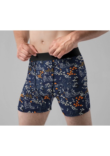 Store 4'lü Desenli Karışık Renkli Pamuklu Erkek Boxer