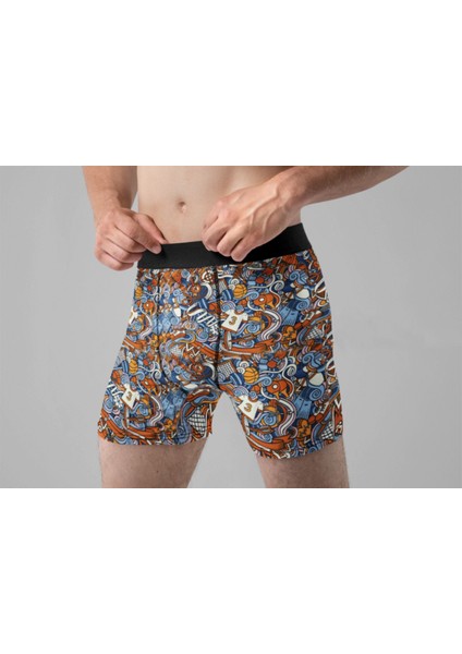 Store 4'lü Desenli Karışık Renkli Pamuklu Erkek Boxer