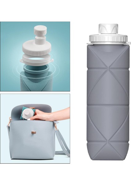 Taşınabilir Katlanabilir Su Şişesi Su Isıtıcısı Açık Bisiklet Spor Salonu Sporları 600ML Gri (Yurt Dışından) modelleri