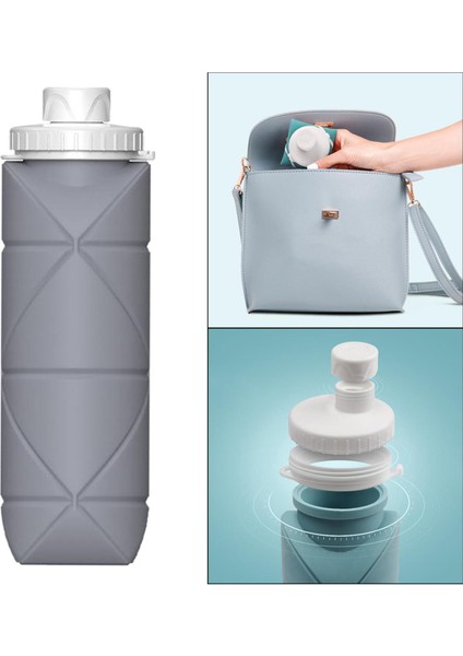 Taşınabilir Katlanabilir Su Şişesi Su Isıtıcısı Açık Bisiklet Spor Salonu Sporları 600ML Gri (Yurt Dışından) fırsatları