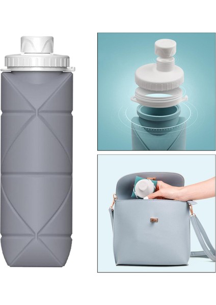 Taşınabilir Katlanabilir Su Şişesi Su Isıtıcısı Açık Bisiklet Spor Salonu Sporları 600ML Gri (Yurt Dışından) indirimleri