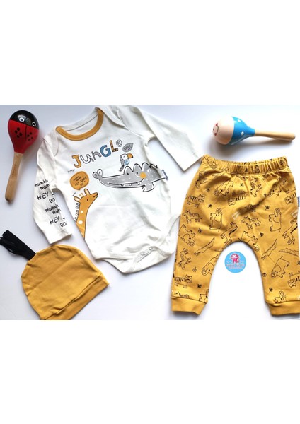 Mevsimlik Jungle Desenli Bere Pantolon Çıtçıtlı Badili 3lü Takım fiyatları