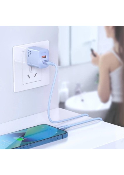CA-1864 Typec To Iphone Pd 36W Hızlı Data-Şarj Kablo 1.2m Mavi