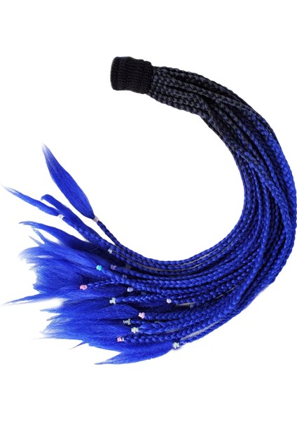 Motosiklet Örgüleri Ponytail 55CM-60CM Punk Kadın Siyah Koyu Mavi (Yurt Dışından)