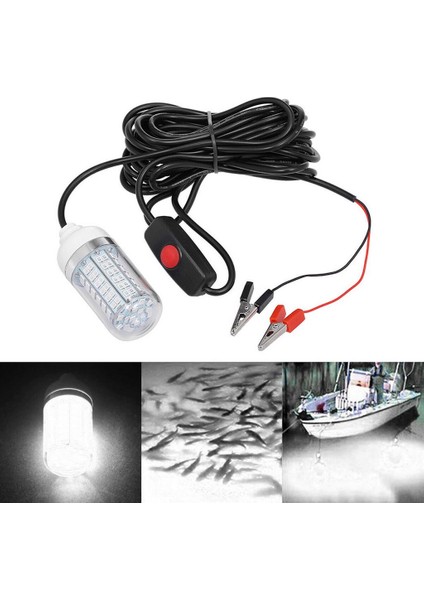 12V LED Sualtı Dalgıç Su Geçirmez Gece Balıkçılık Hafif Balık Beyaz (Yurt Dışından)