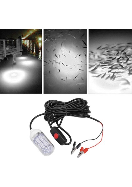 12V LED Sualtı Dalgıç Su Geçirmez Gece Balıkçılık Hafif Balık Beyaz (Yurt Dışından)