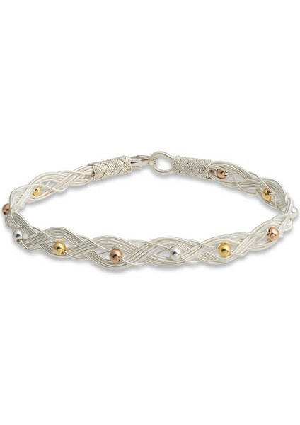Gümüş Inci Kazaziye Örgü Bileklik