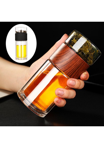 Taşınabilir Dış Mekan Çift Duvarlı Çay Cam Su Şişesi Sızıntılı Siyah modelleri